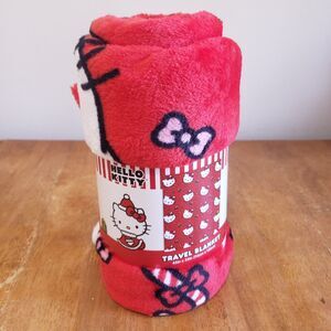 Plush Travel Blanket Hello Kitty Red Bow Candy Cane 45" x 55"